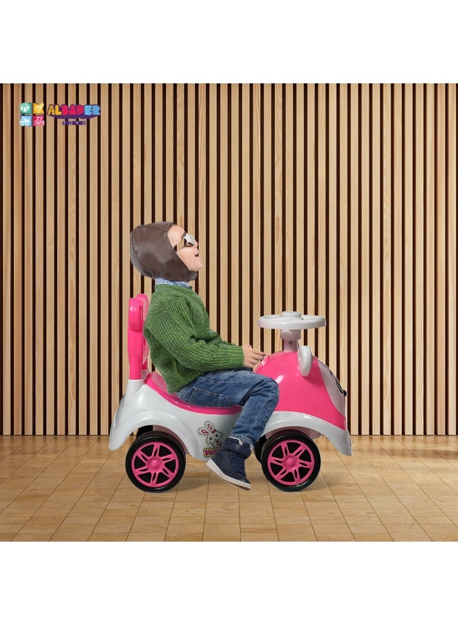 البدر سيارة ركوب للاطفال من البدر، سيارة ركوب للاطفال مع موسيقى واضواء، سيارة دفع للاطفال الصغار مع تخزين تحت المقعد، سيارة لعبة للاطفال مناسبة للاطفال، بينك، زهري، من البدر - Image 5